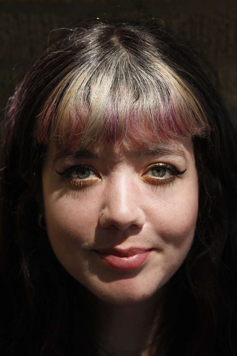 Young woman with silver hair