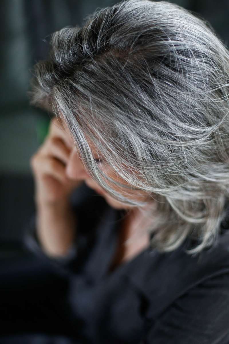 older woman with silver hair