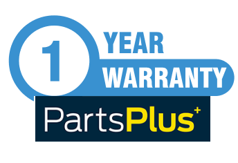 A logo for a 1 year parts plus warranty | Motor Works