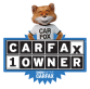 A carfax 1 owner logo with a fox wearing a t-shirt. | Motor Works