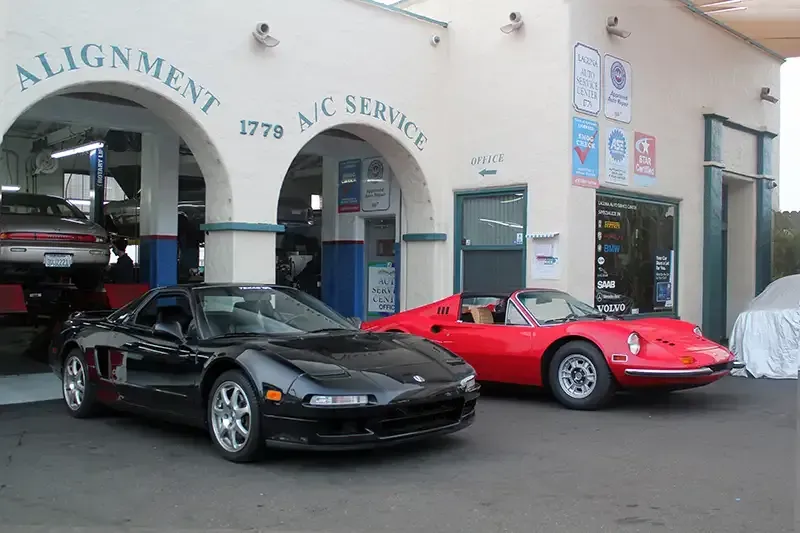 Repaired Vehicles in Front of Laguna Auto Service Center in Laguna Beach, CA