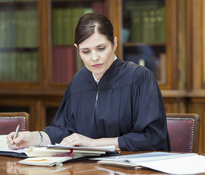 Judge doing research in chambers