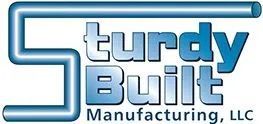 A blue logo for sturdy built manufacturing llc