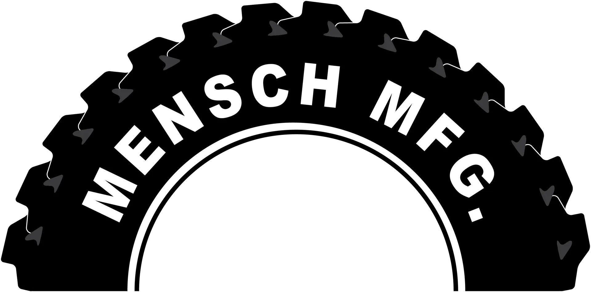 A black and white logo for mensch mfg