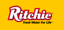 The logo for ritchie fresh water for life is on a yellow background.