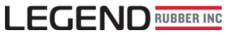 A logo for legend rubber inc is shown on a white background