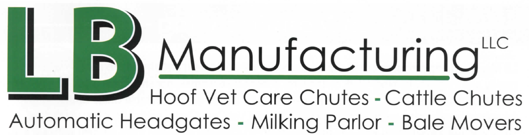 A green and white logo for lb manufacturing llc
