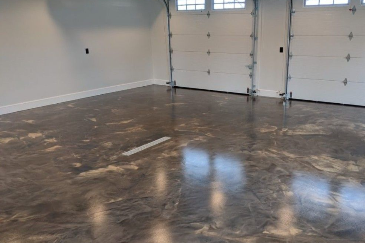 install of metallic epoxy floor in garage