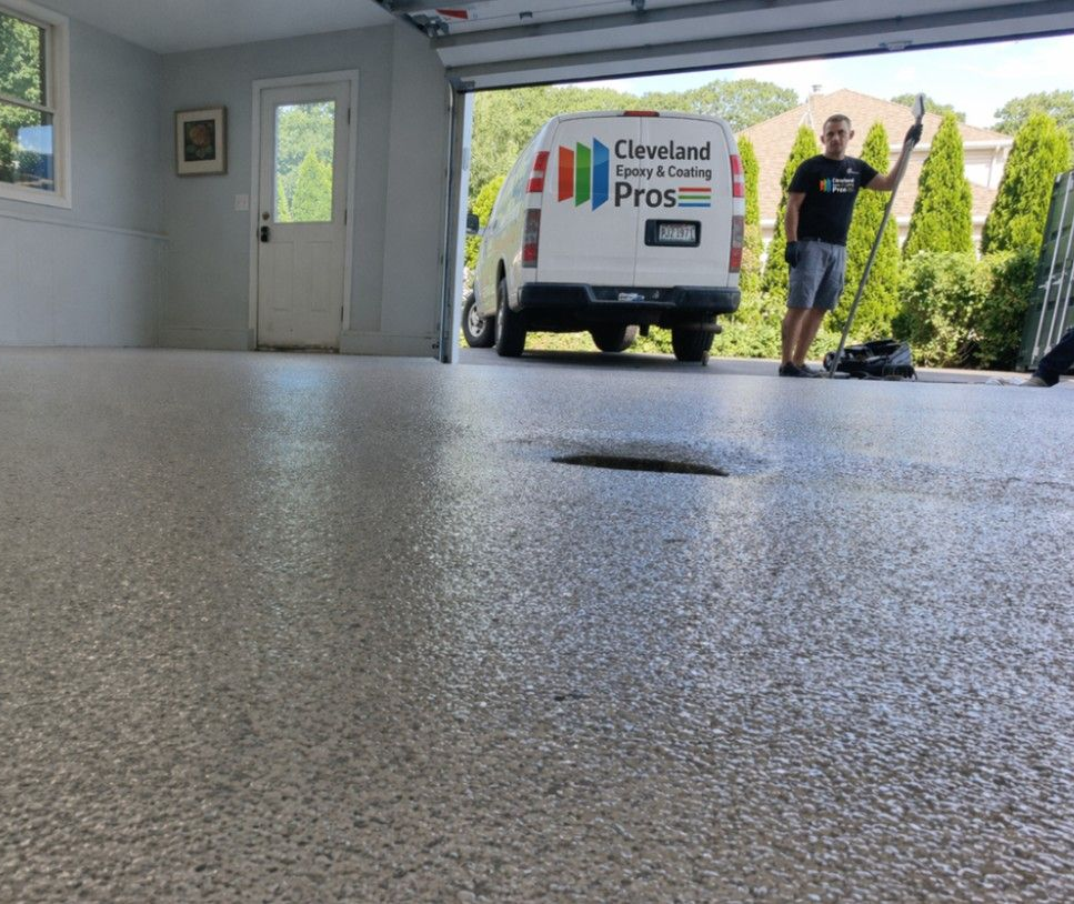 Garage floor coating installed in Northeast Ohio area by Cleveland Epoxy & Coating Pros.