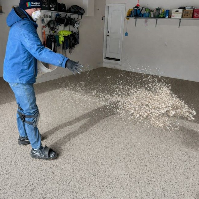 Broadcast Epoxy Floor Install North Olmsted Ohio