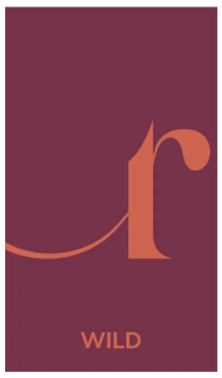Maroon rectangle with stylized orange 