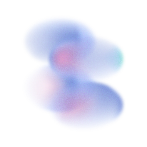 Abstract, soft shapes in shades of blue and pink, appearing blurred and hazy on a white background.