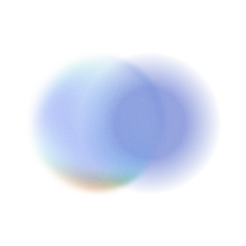 Two overlapping, blurred blue circles on white background; hints of green and orange.