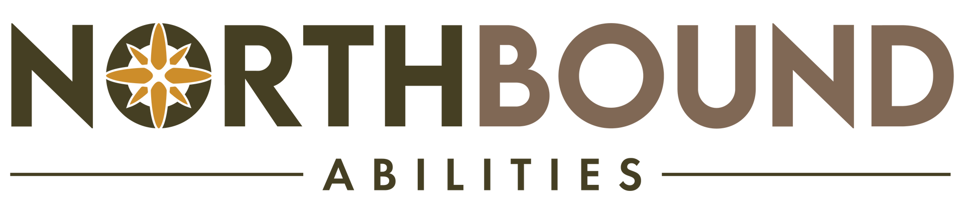 Logo of "NORTHBOUND ABILITIES" with compass rose icon in the "O". Below the text is a thin horizontal line with "ABILITIES" below the line.