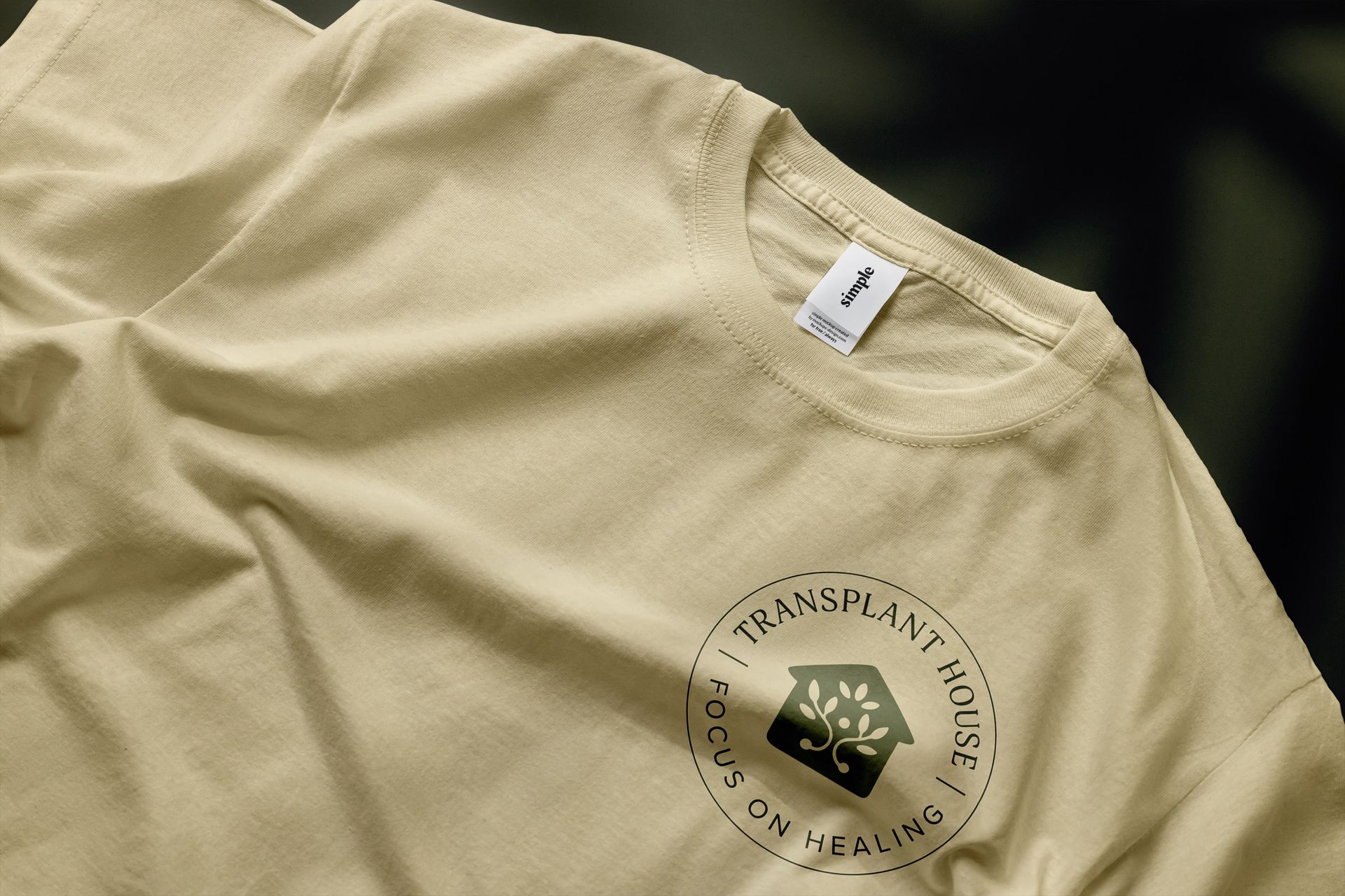 Tan t-shirt with a round 