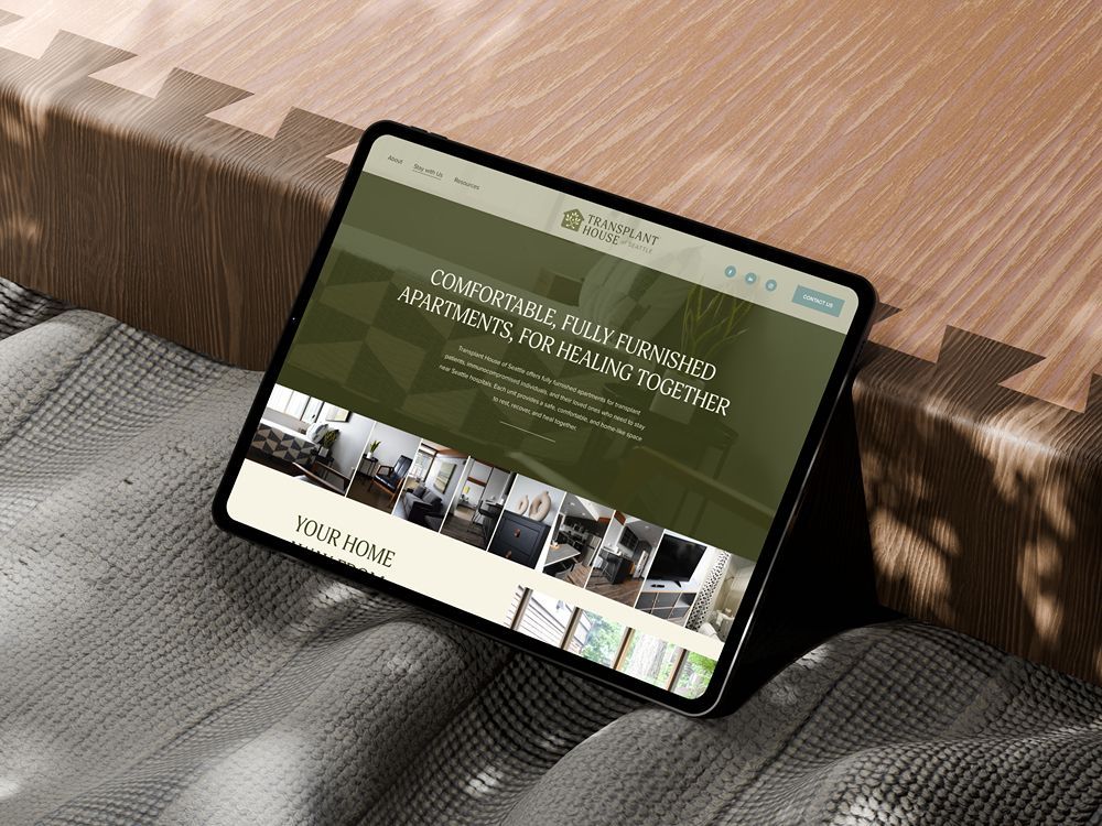 Tablet displaying a website with 