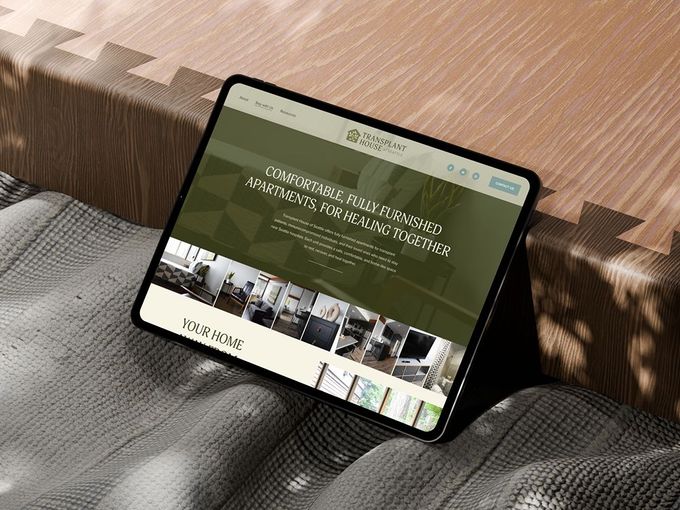 Tablet displaying a website with