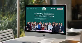 Website homepage on computer screen: