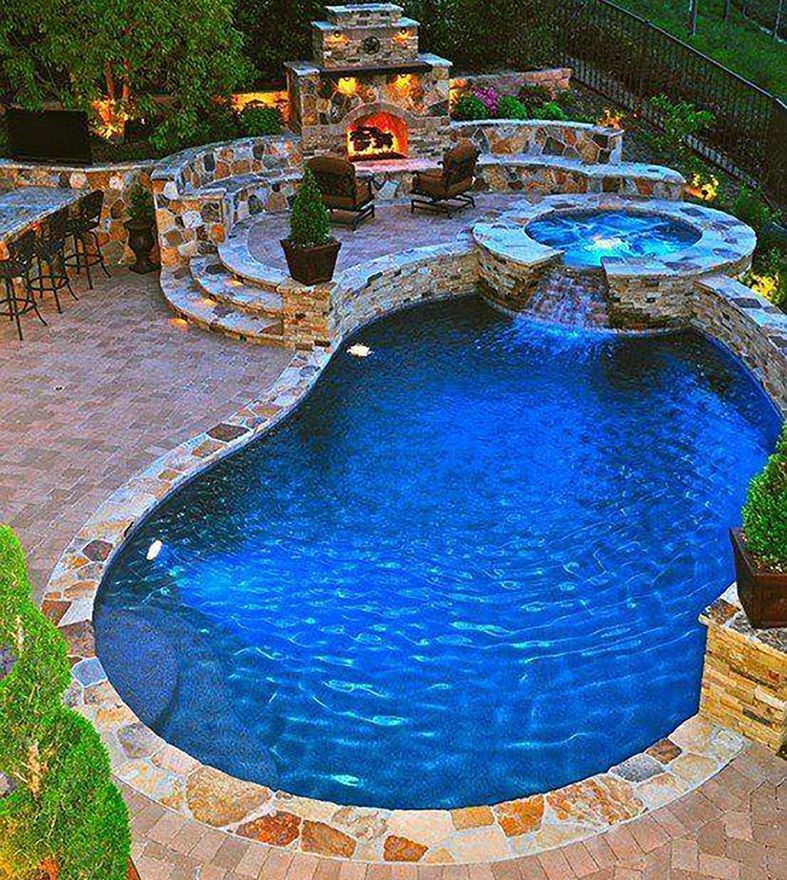 colorful night scene pool design