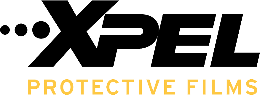 The logo for xpel protective films is black and yellow.