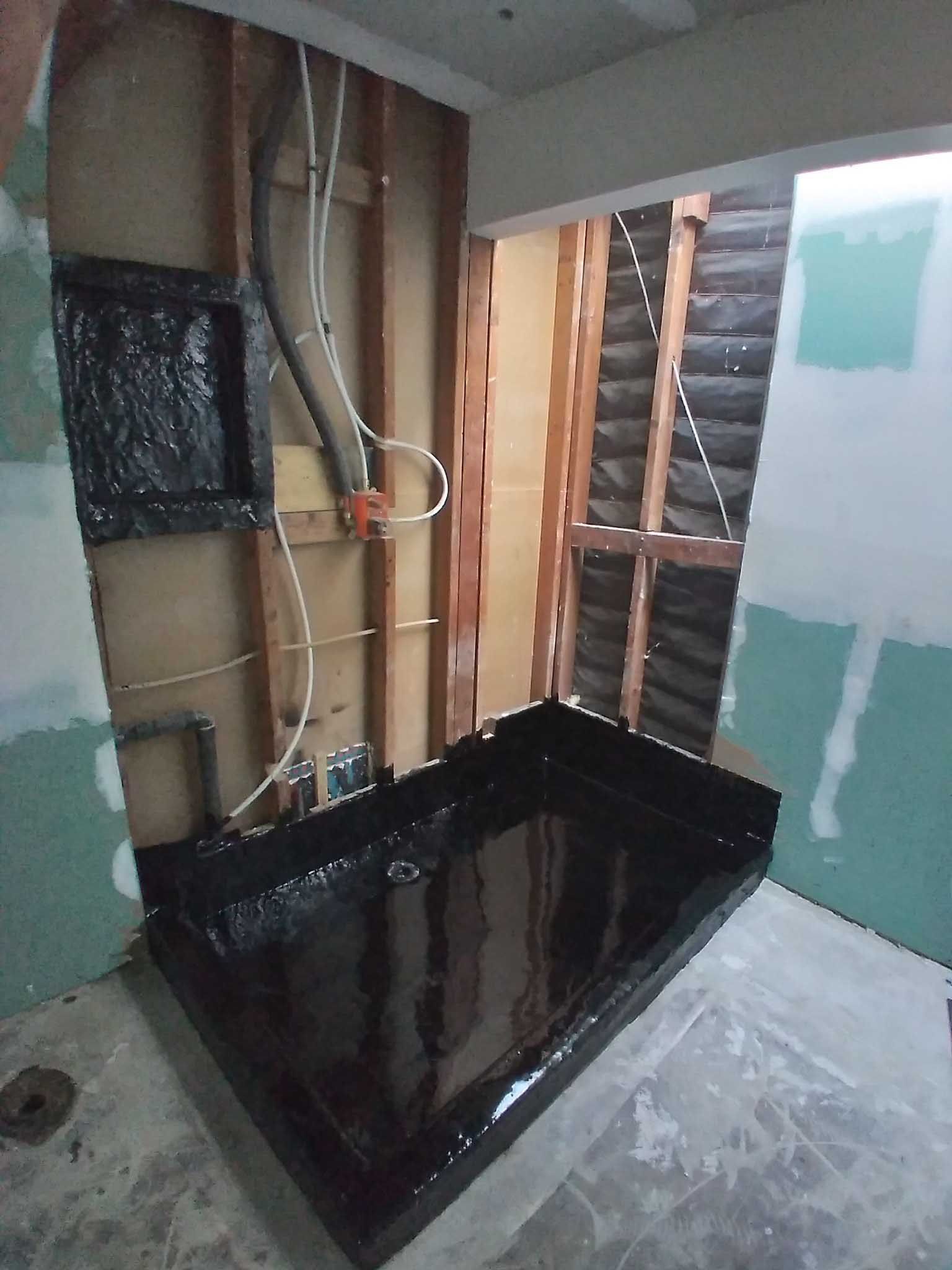 spacious bathroom gray tones heated floors