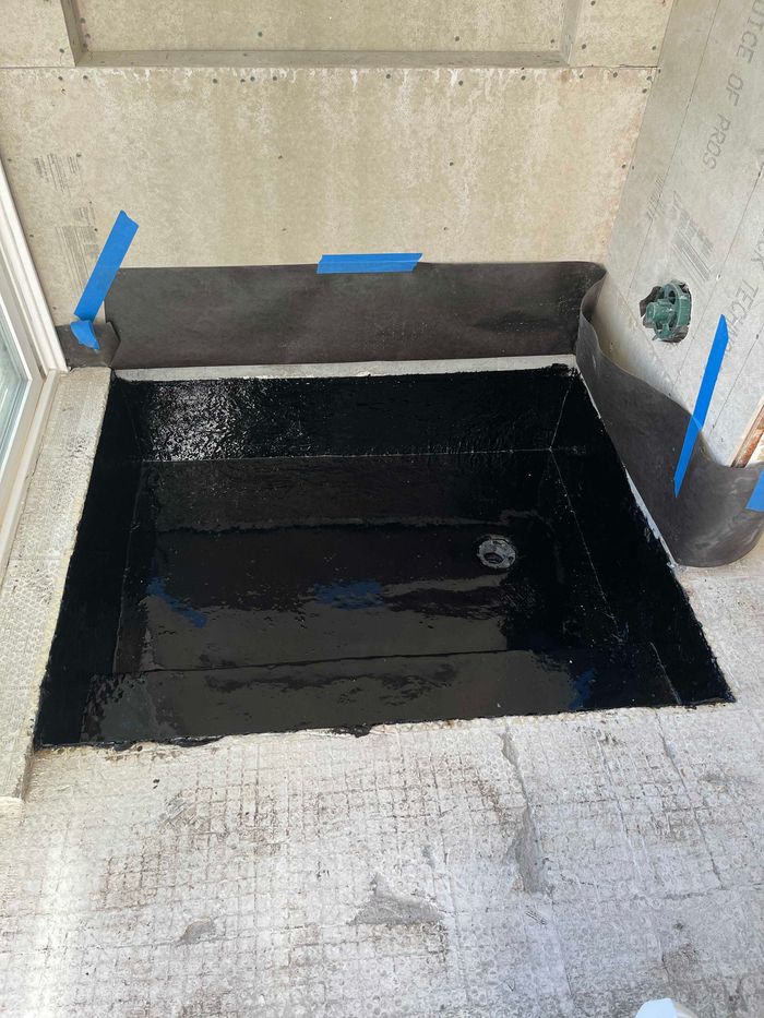 bright new bathroom interior glass walk