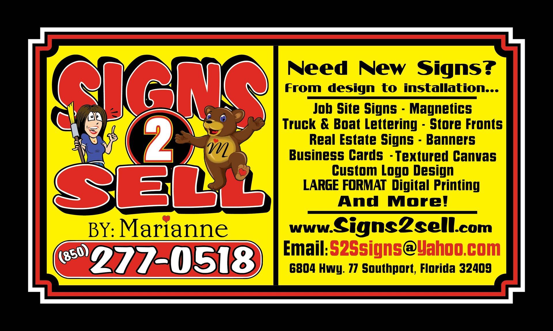 Sign 2 Sell business card