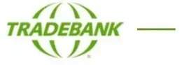 A green tradebank logo with a globe in the middle