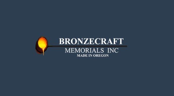 A logo for bronzecraft memorials inc made in oregon