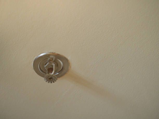 Sprinkler on ceiling fire alarm device.