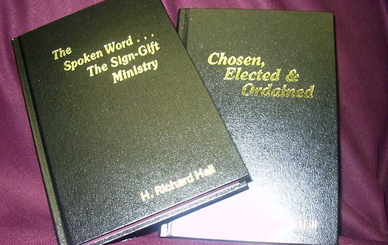 Two black books called the spoken word and chosen elected and ordained