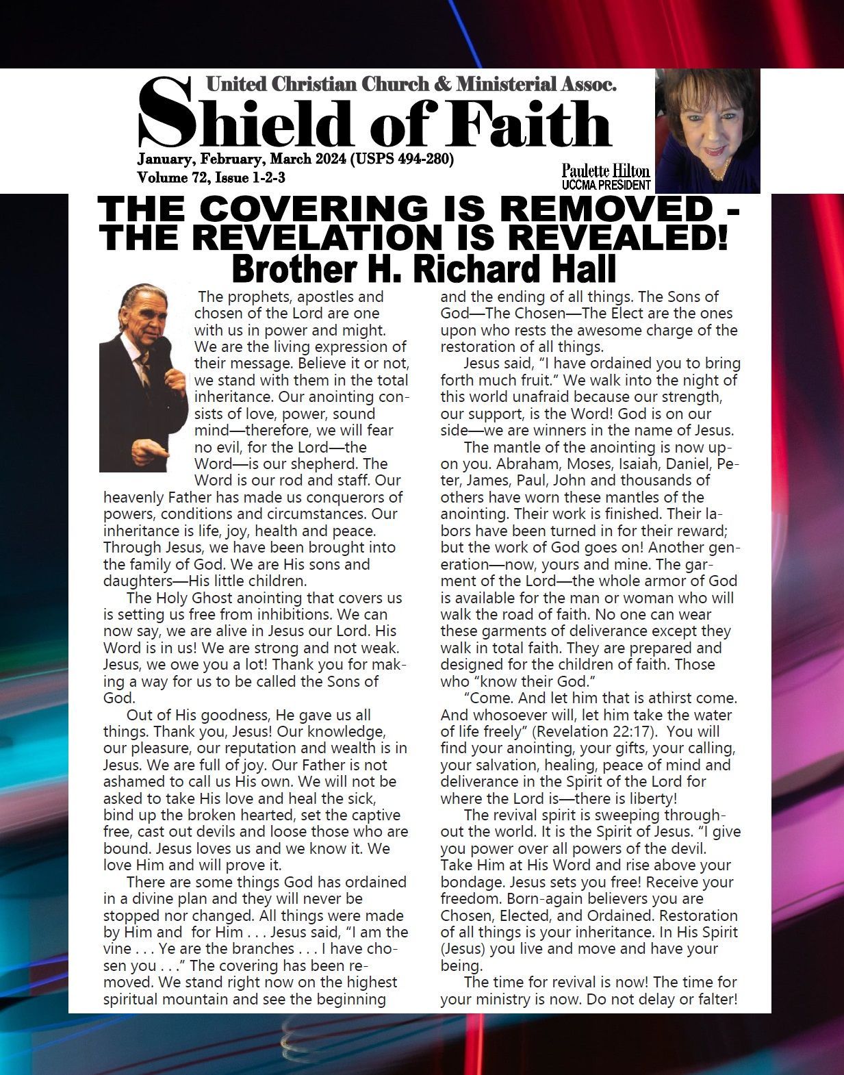 the cover of the shield of faith magazine is shown .