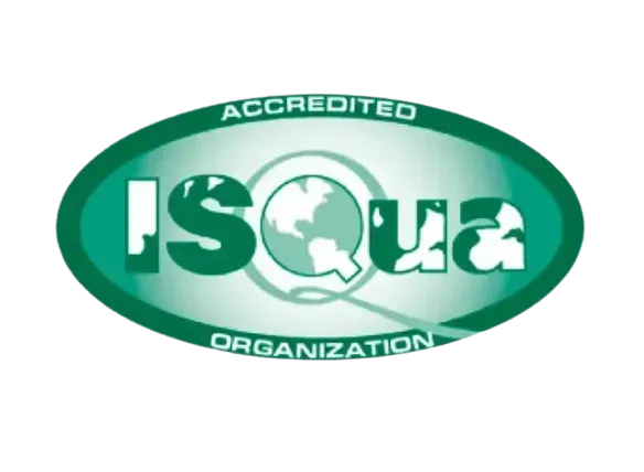 El logotipo de una organización acreditada de Isqua sobre un fondo blanco.