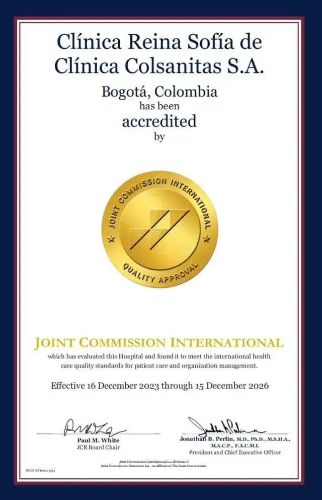 Clinica reina sofia de clinica colsanitas sa esta acreditada por la comision conjunta internacional