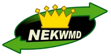 A logo for nekwmd with a crown and two arrows