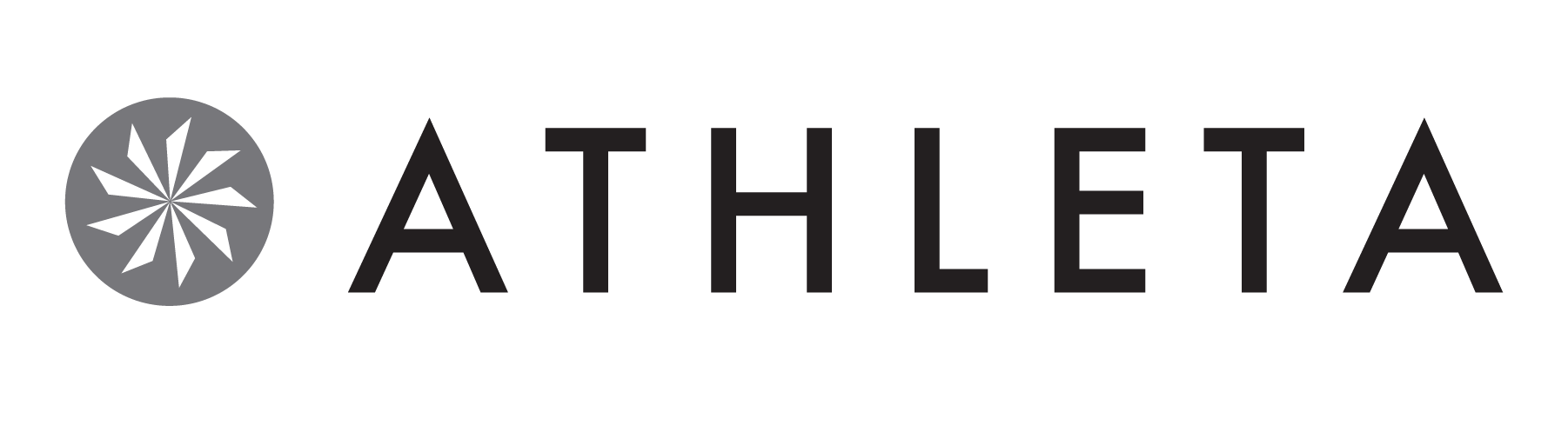 A black and white logo for athleta with a sand dollar in the middle.