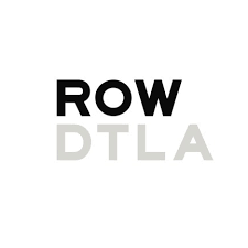 A black and white logo for row dtla on a white background.