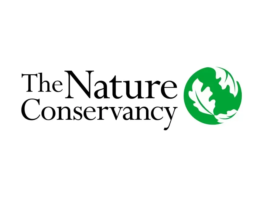 The nature conservancy logo is a green globe with leaves on it.