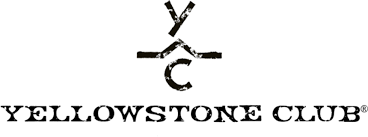 The logo for the yellowstone club is black and white