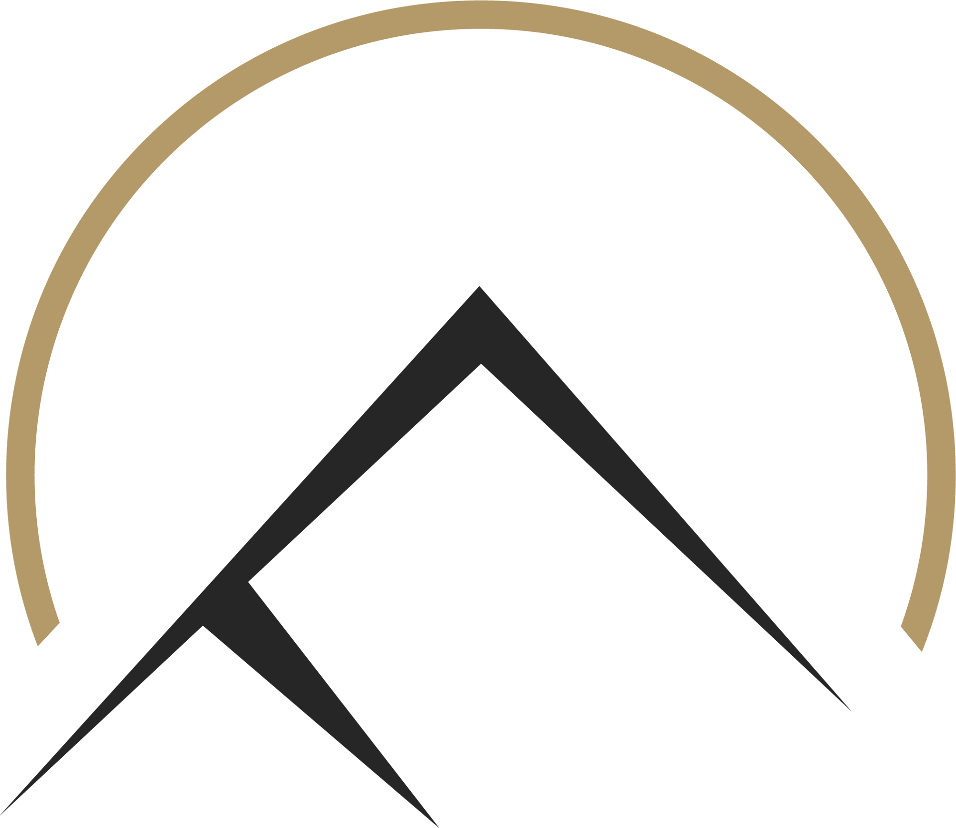 A silhouette of a mountain in a circle on a white background.