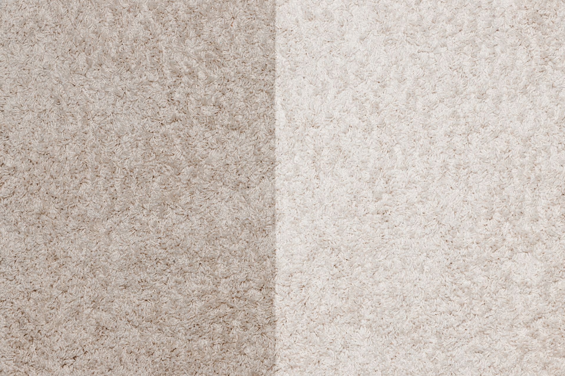 Comparison of dirty brown and clean beige carpet.