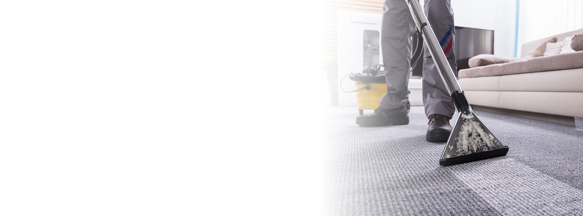 A person cleaning a carpet with a vacuum cleaner in a living room. A person cleaning a carpet with a vacuum cleaner in a living room.