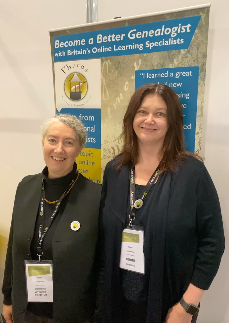 Helen Osborn (Managing Director) and Karen Cummings (Course Director) at RootsTech London