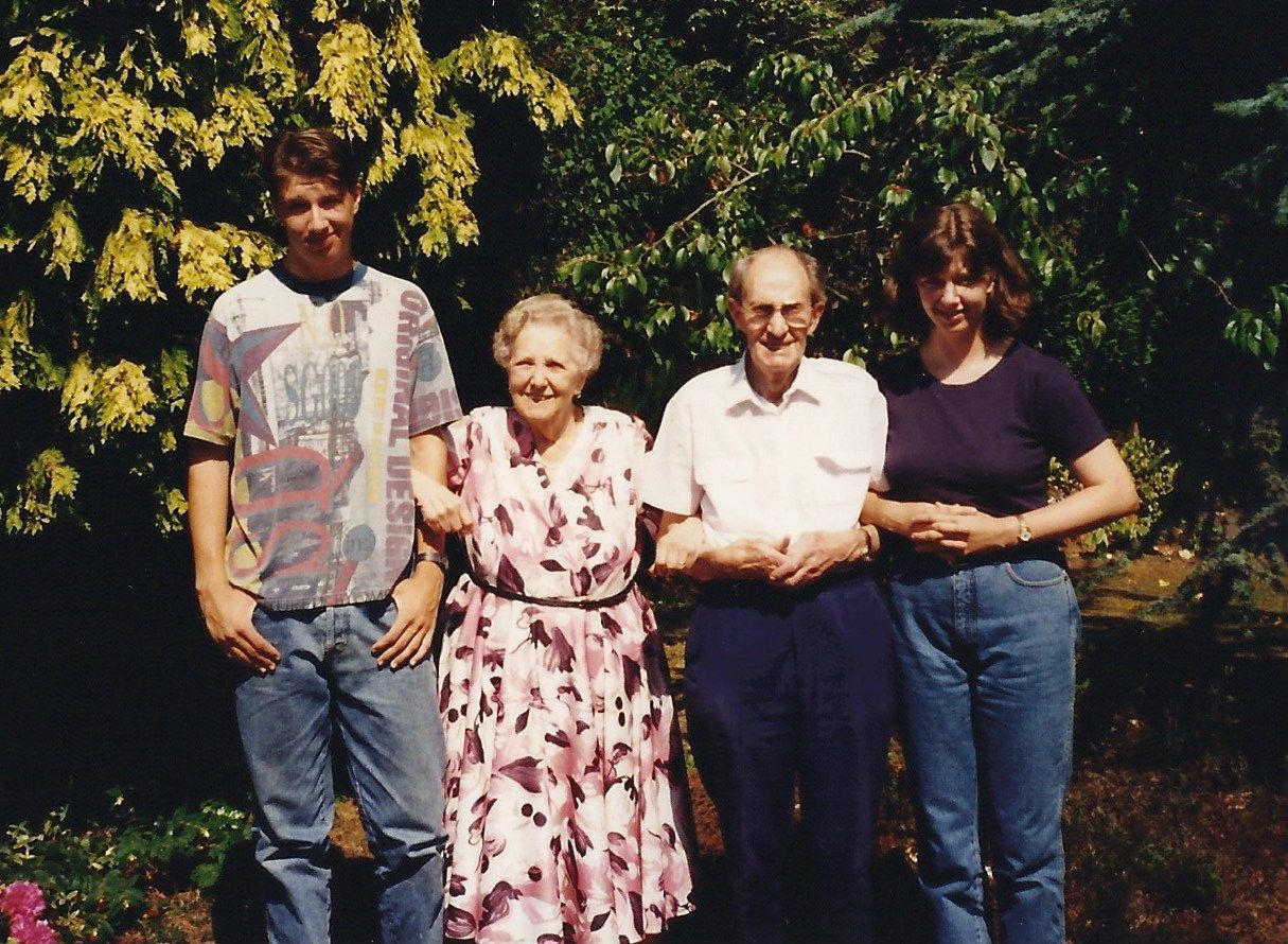 Myself and my brother with grandparents Lawrence and Joyce (formerly Cowling) Young