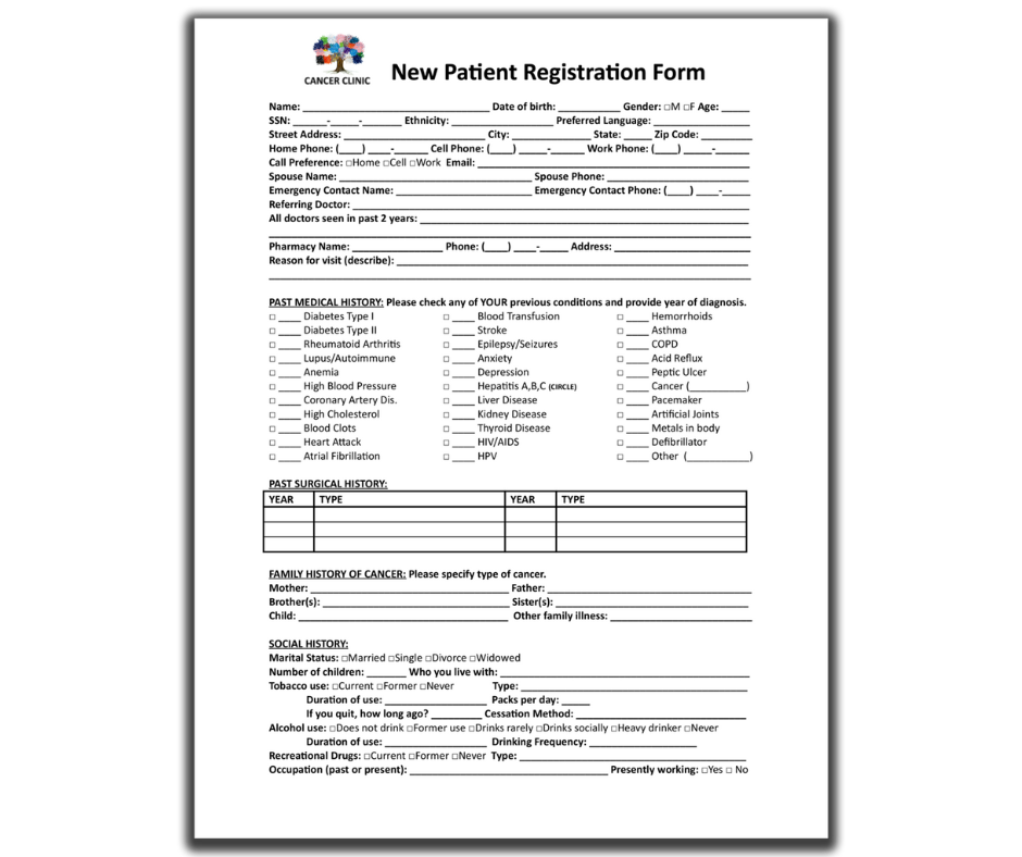New Patient Registration Form | Cancer Clinic
