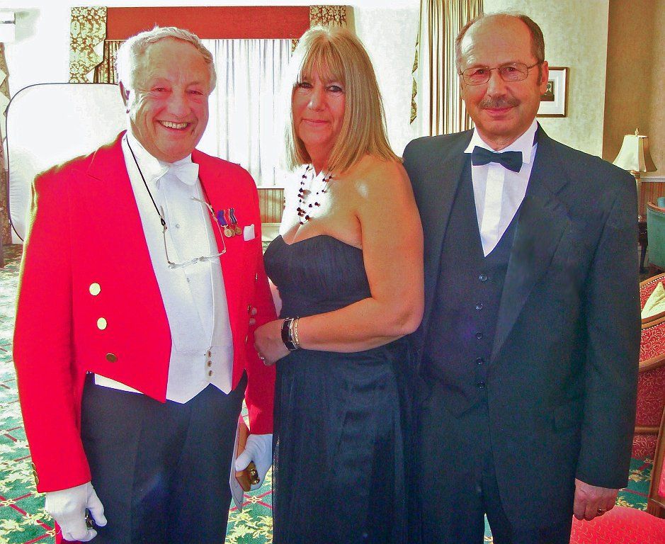 W Bro Michael Dennis and his wife Pauline with Master of Ceremonies, W Bro Alan Verney