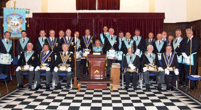 Newly-installed Worshipful Master Alan Verney, with the members of the East Hertfordshire Lodge