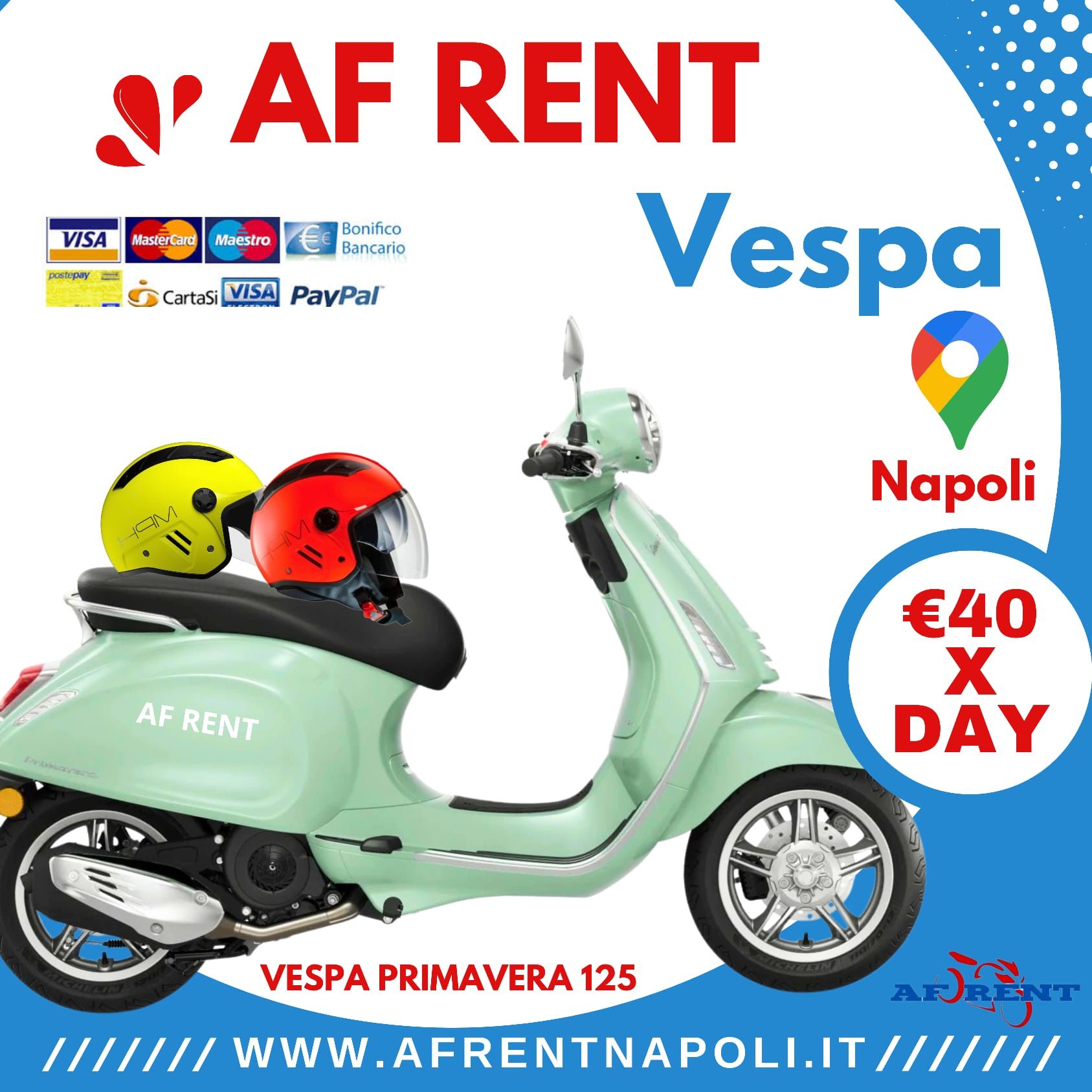 Rental Vespa Naples Vespa Primavera 125 for rent in Naples. Iconic Italian scooter hire near Naples Central Station AF Rent