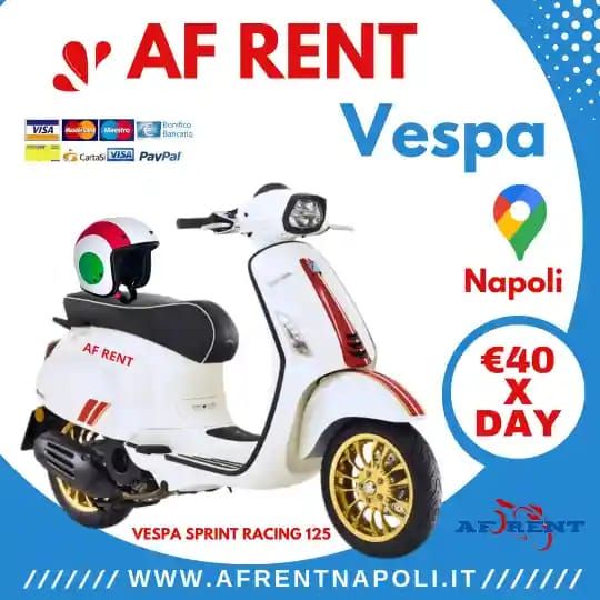  Vespa Sprint Racing 125 . Premium sporty scooter hire for €40 per day near Naples Station by AF Rental.