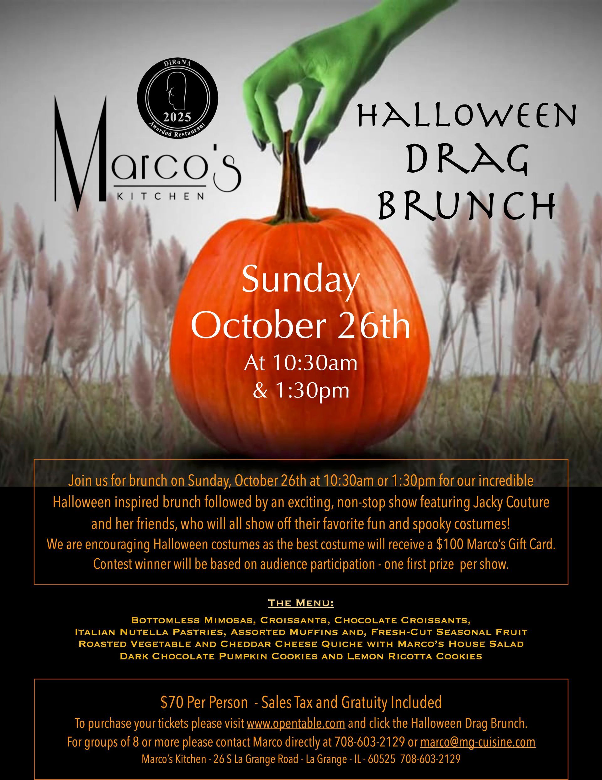 A poster for marco 's summer drag brunch